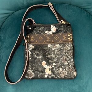 Repourposed crossbody bag leather